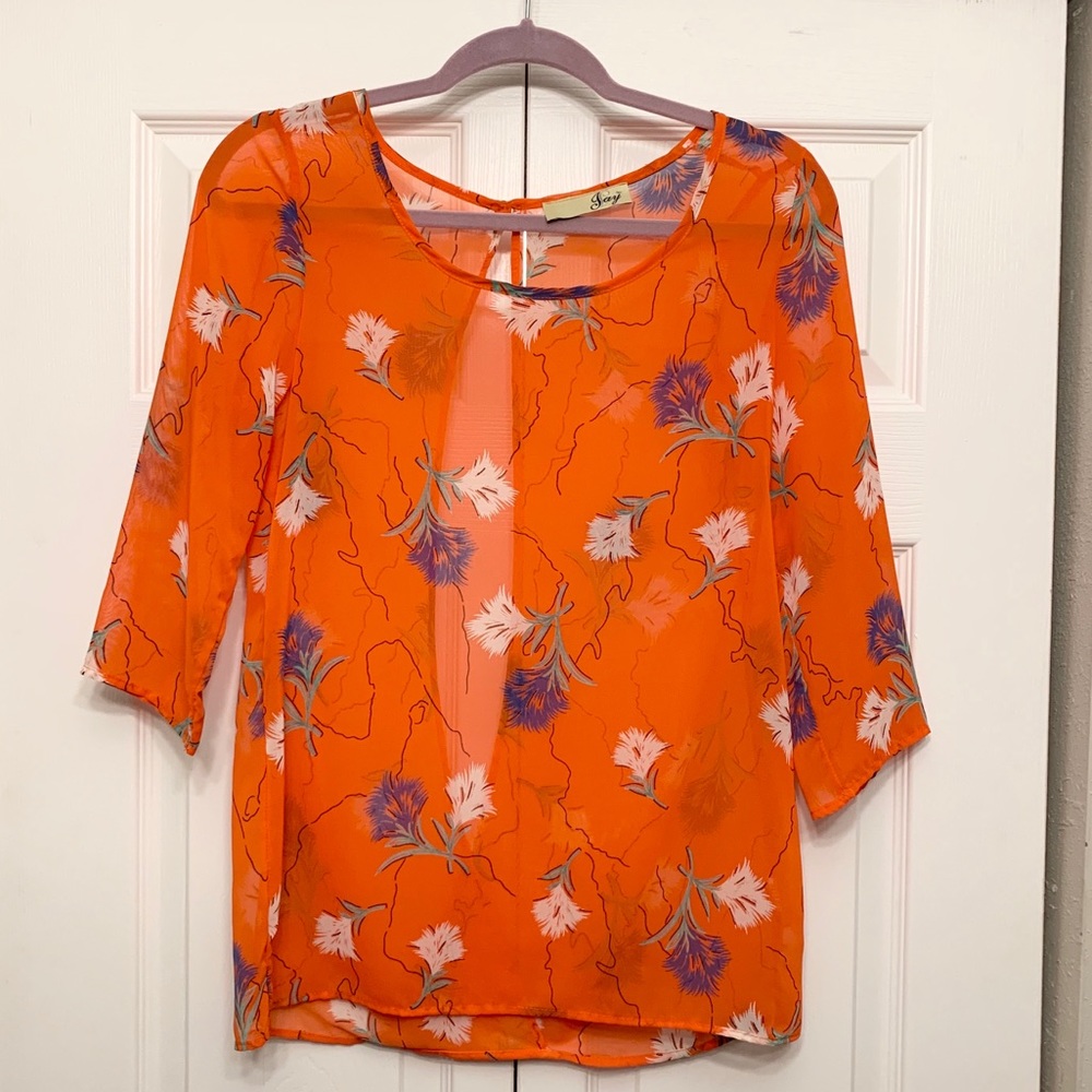Jay orange floral top